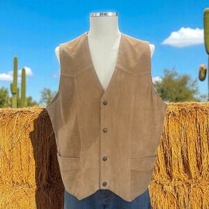 Cripple Creek Suede Leather Vest Western Cowboy Rodeo Ranch Wear Festival XL Tan